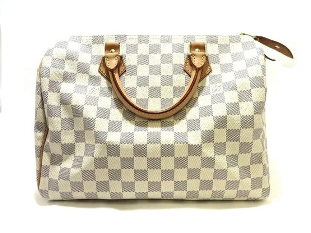 LOUIS VUITTON Speedy Handbag Azur White